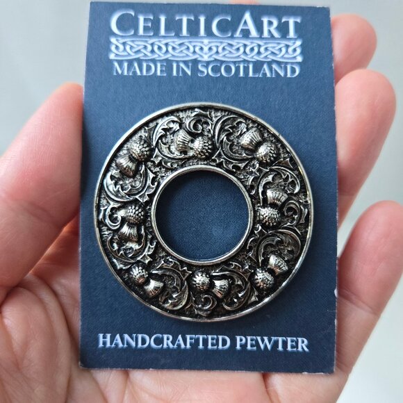 New! Celtic Art Scotland Pewter Scottish Thistle brooch pin - Picture 1 of 7